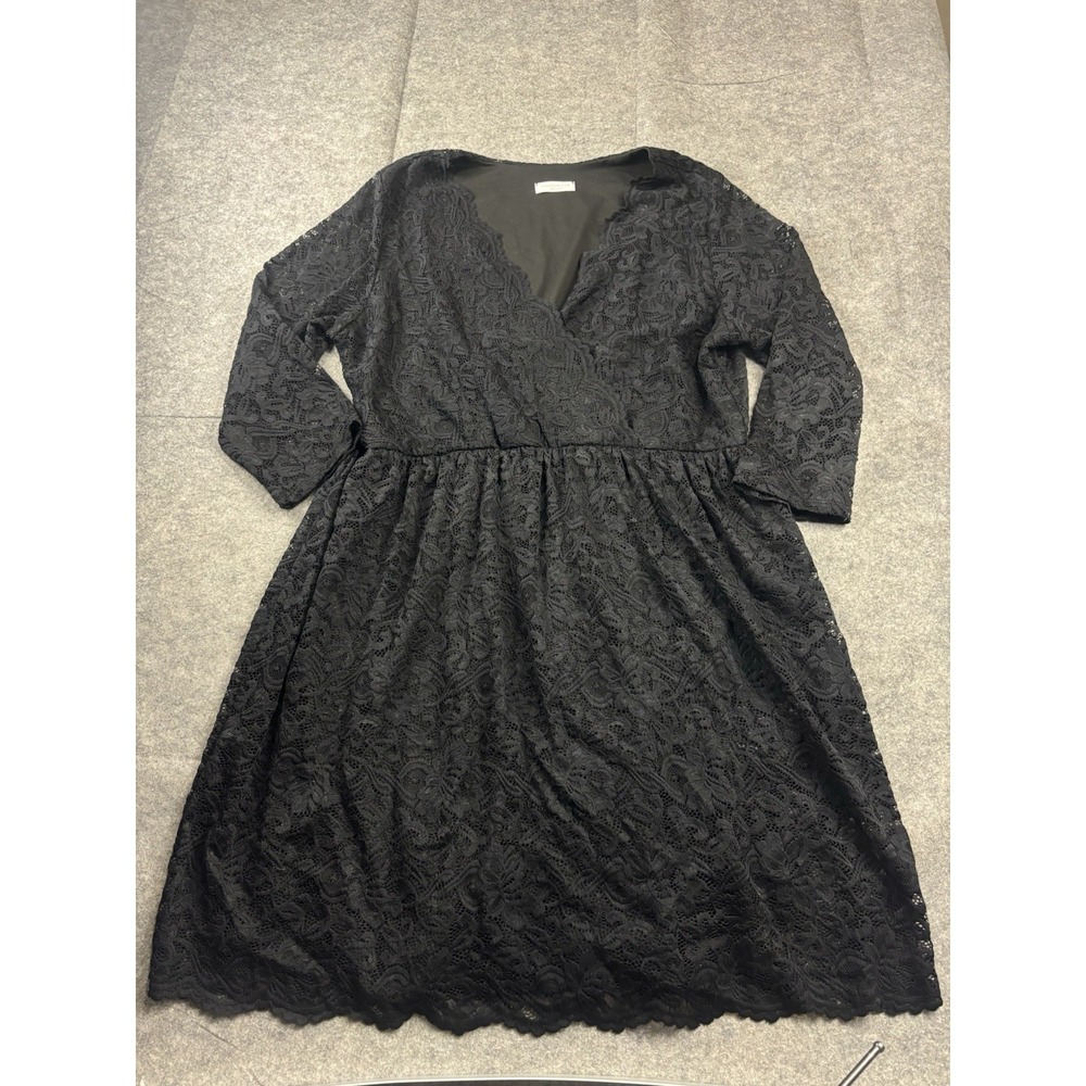 Chic Soul Lace Black Surplice Knee Length Dress Ethereal Gothic Women's 3XL